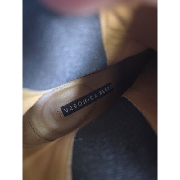 Veronica Beard Flynn Brown Suede Leather Stripe Cone Heel Boots Booties 38 7 - Picture 10 of 11